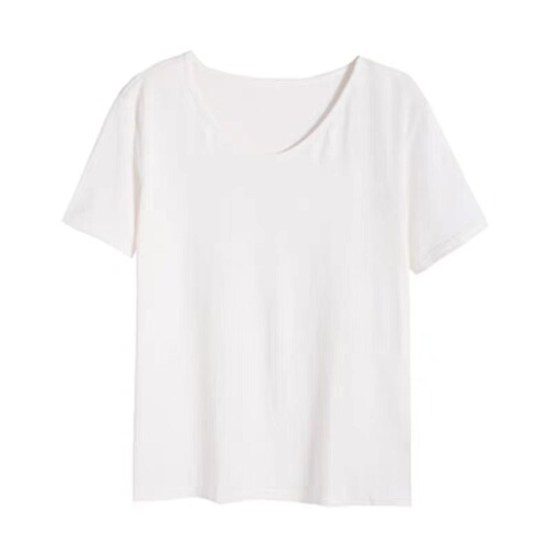 Minimalist U-neck high collar design sense short-sleeved T-shirt for women, summer large size loose and slimming stylish innerwear top
