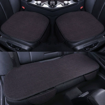 Linen Car Seat Cushion, Universal for All — Four Seasons Pad - black-three-piece-set-default-item