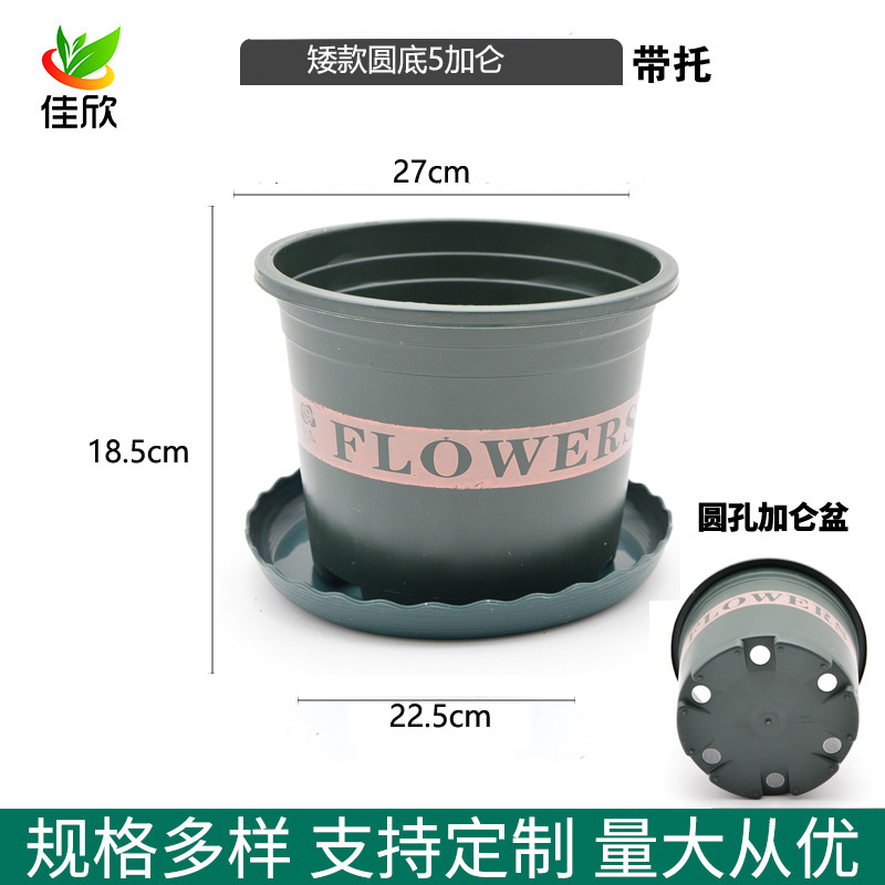 【with tray】round hole pot 5 gallon low profile (order in multiples of 80 for a full case)