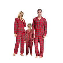 跨境圣诞亲子装秋装 欧美风圆领长袖家居服家庭 套装A002B