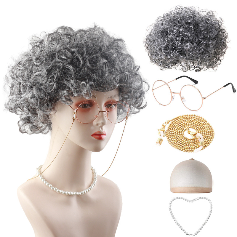 cos halloween granny wig performance props children performance wig granny wig Grandma