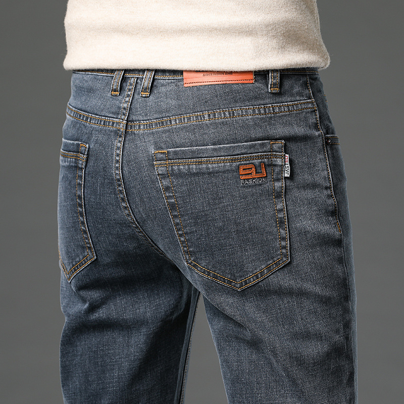 Autumn Long Pants Men's Jeans Straight Loose Fit Spring and Autumn Style Business Slim High-End Casual Trendy Spring and Autumn Wear