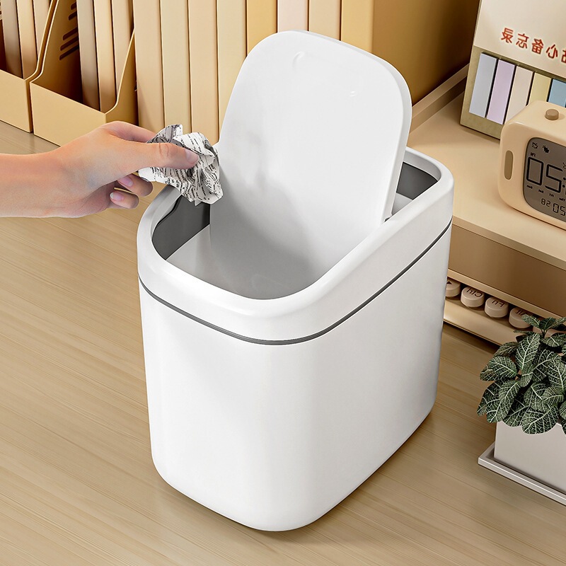 デスクトッププラスチックスイング蓋ゴミ箱家庭用デスクトップ小型ミニゴミ箱クリエイティブヨーロピアンスタイルリビングルームペーパーバスケット蓋付き|undefined