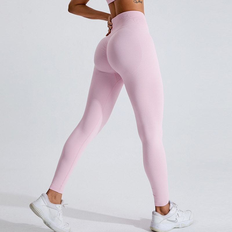 Europa y América nueva cintura alta melocotón pantalones de yoga de las mujeres V cintura vientre contracción cadera levantamiento medias deportivas ciclismo al aire libre ropa de fitness