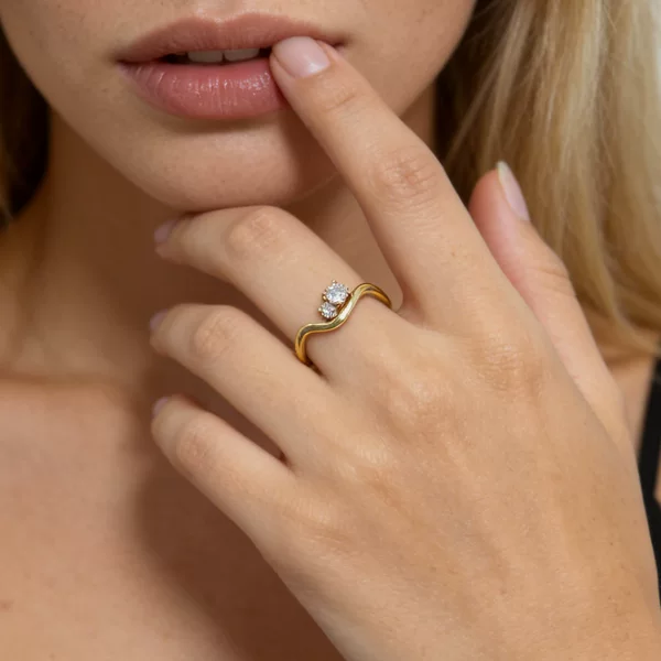 Fashionable Minimalist Irregular Wave Design Ring, Women's Jewelry, Niche Daily Commute Versatile Color-Preserving Wholesale