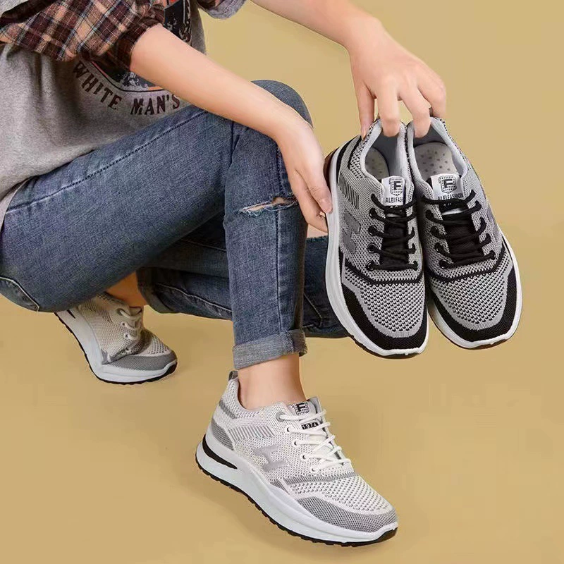 Женская обувь 2023 весенне-осенняя летящая тканая женская повседневная обувь, модные кроссовки, легкая Студенческая женская обувь, цельная доставка