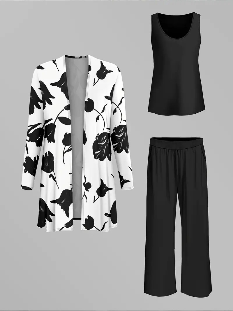 Women's 3 Piece Set Autumn Casual Outerwear Vest Pants_ecoleips.com
