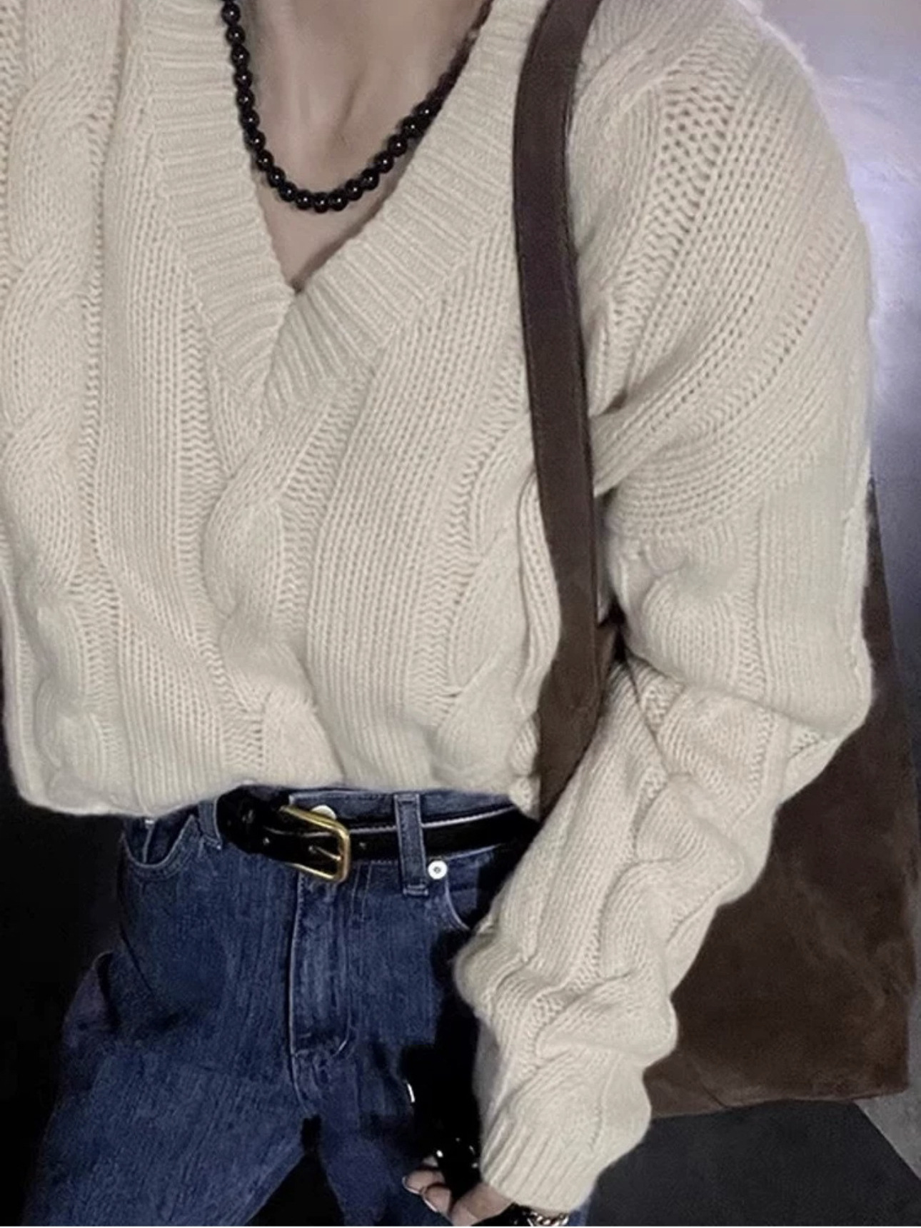 Demi-season woolen velvet sweater