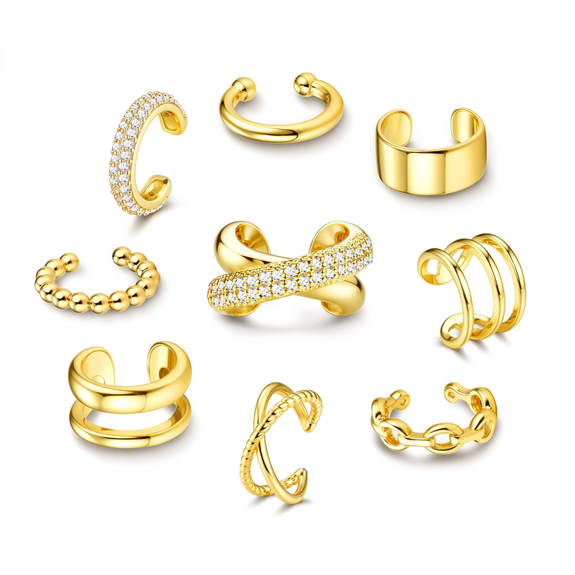 Orecchini pendenti geometrici in zircone con placcatura in oro_voghion.com