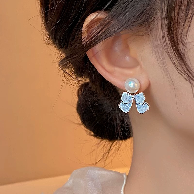 Модные серьги с бантом из жемчуга, циркония, инкрустированные diamond, градиент