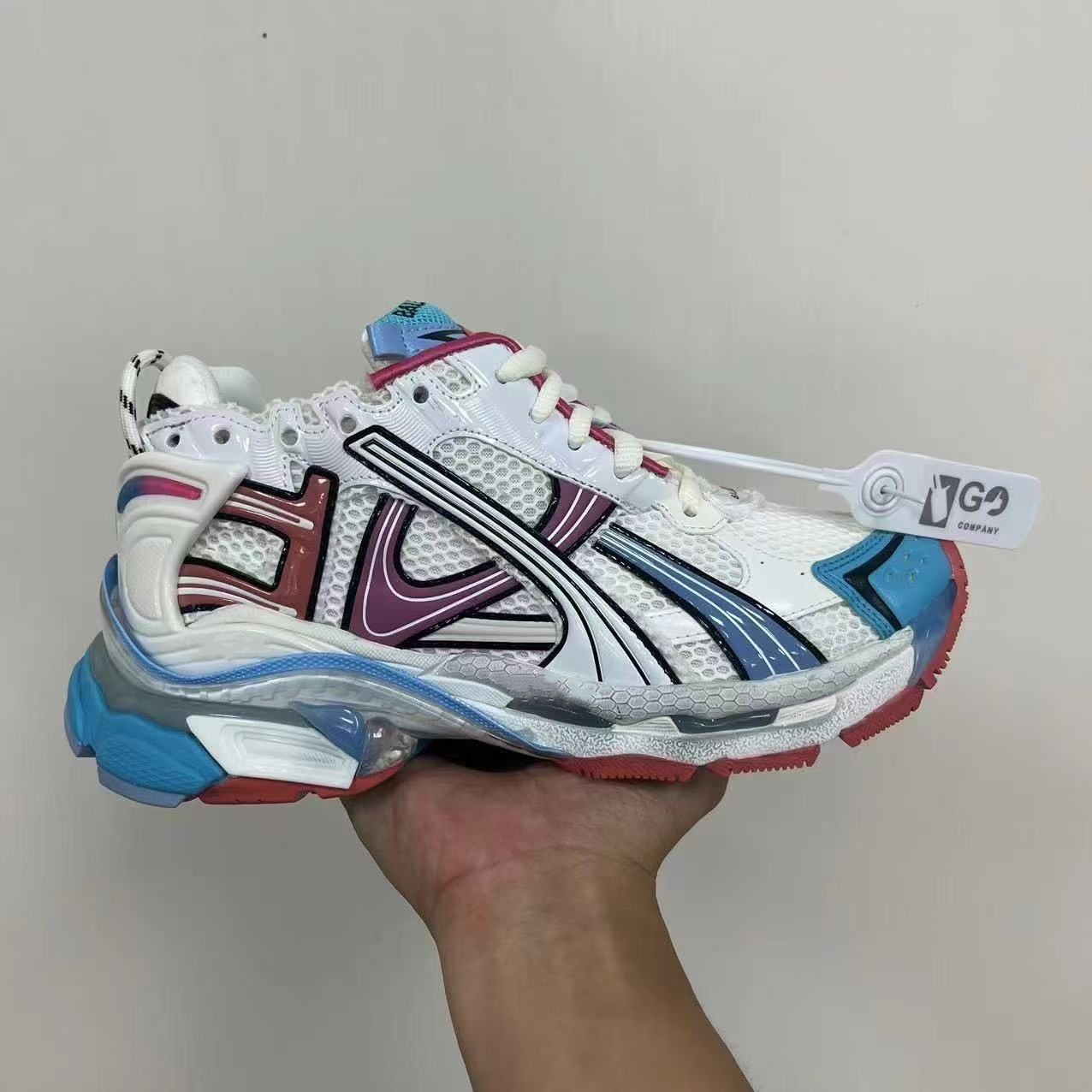 Balenciaga Runner Low White Burgundy Blue 677403W3RB39046