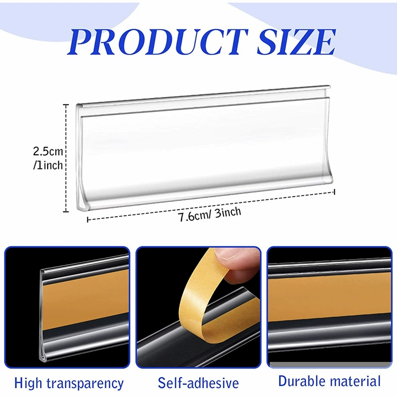 Оптовая продажа супермаркета плоская наклейка полки прозрачный пластик ПВХ ценовая табличка с клейкой ценовая цена ПЭТ высокая вискоза