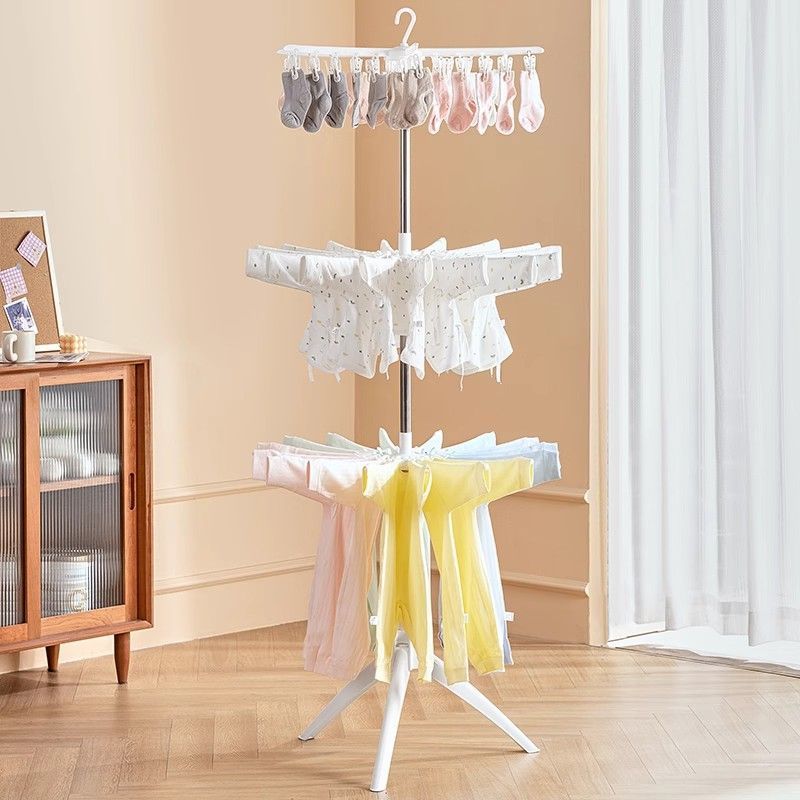 Baby Children's Clothes Hanger Floor-Standing Folding Household Children's Baby's Multi-Function Clothes Hanger Balcony Drying Artifact