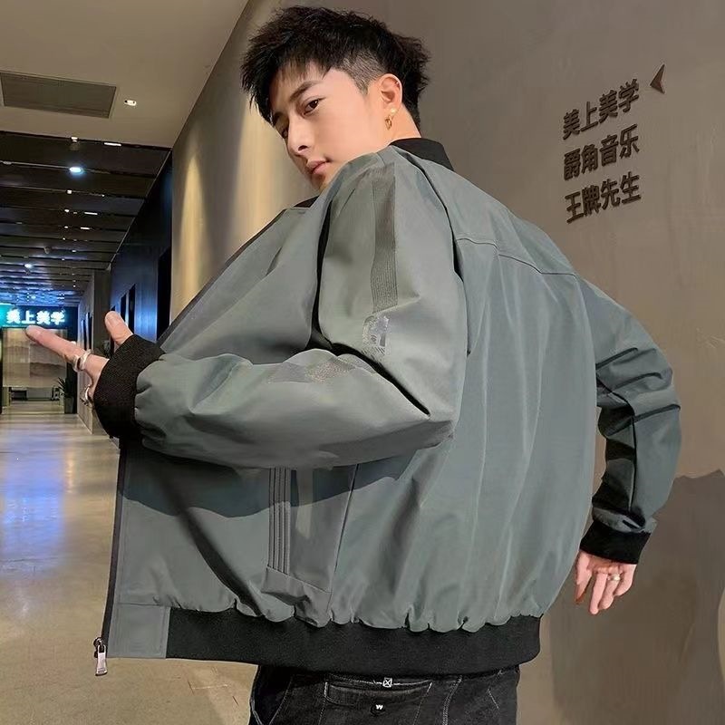 春秋款男士外套休闲夹克男潮流时尚上衣宽松百搭薄款棒球服褂子