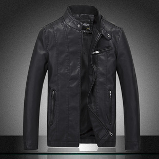 Cross-Border Men's Clothing 2025 Autumn and Winter New Men's Motorcycle Jacket Stand Collar Versatile Personalized Men's Velvet Washed Leather Jacket