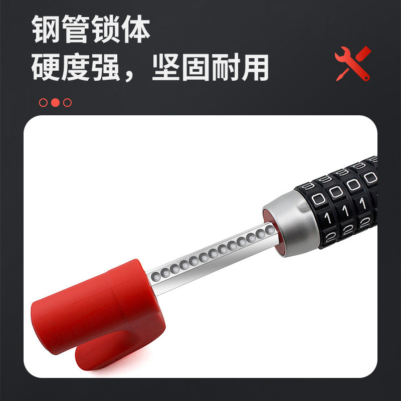 Cerradura antirrobo de volante con combinación numérica, bloqueo ajustable retráctil para coche, seguridad reforzada