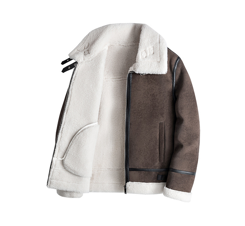 Men’s Genuine Sheepskin & PU Leather Biker Jacket – Short Bomber Style, Retro Collar, Slim Fit (M-4XL)​_voghion.com