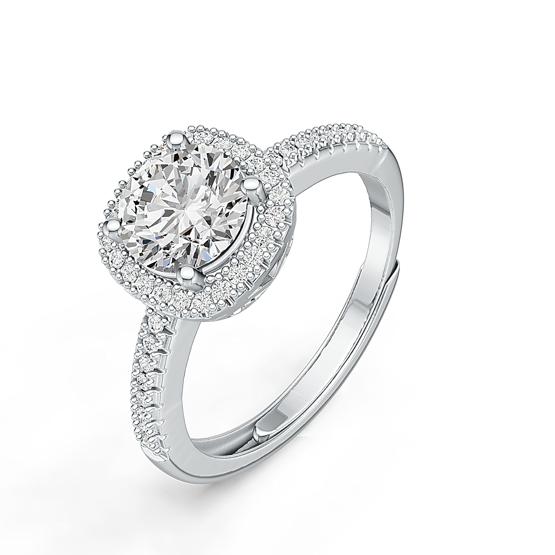 R17100 moissanite 1 carat + 40 small zirconium