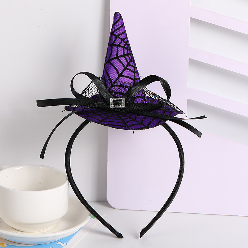 爆発的なハロウィーンの頭のカチューシャのカボチャのパーティーの魔女の帽子の装飾用品の経典の蜘蛛のネットの魔女の帽子のカチューシャの髪飾り|undefined
