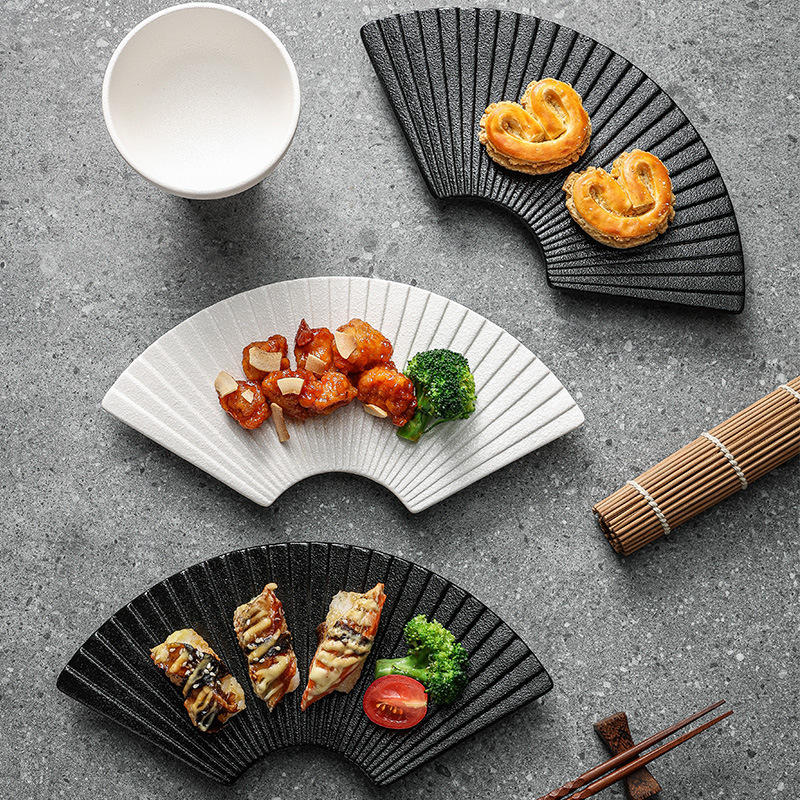 Fan-Shaped Dinner Plate Creative Slate Dinner Plate Snack Cake Dinner Plate Home Western Restaurant Dessert Sushi Plate Tableware