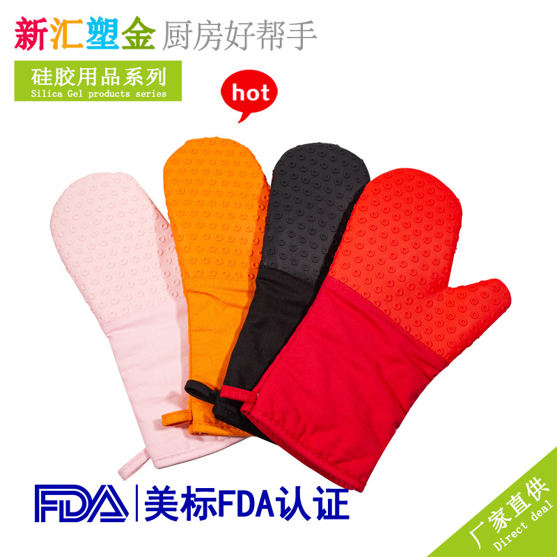 Nuevo algodón y engrosamiento aislamiento térmico anti-escaldado antideslizante de alta temperatura resistente horno de microondas para hornear cocina guantes de silicona