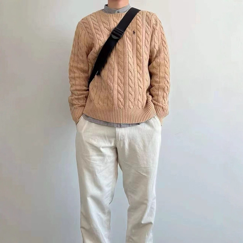 跨境Ralph Lauren  拉夫劳伦 纯色LOGO刺绣圆领套头长袖毛衣|undefined