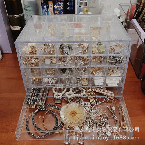 Drawer-type dust-proof earrings and earrings jewelry storage box ear clip organizer multi-layer 120 grid diamond box jewelry box