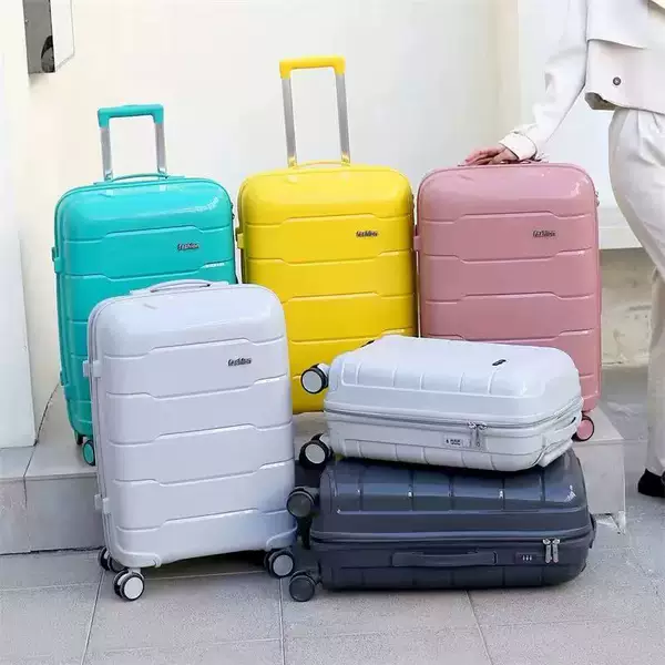 Cross-Border Pp Material Suitcase Three-Piece Set Silent Universal Wheel Trolley Case Large Capacity Password Boarding Suitcase Suitcase