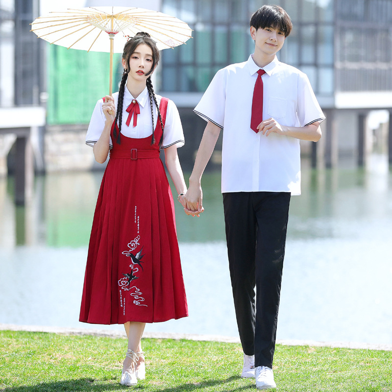 新中式国风刺绣班服初中生高中生学生诗歌朗诵大合唱表演服舞台服