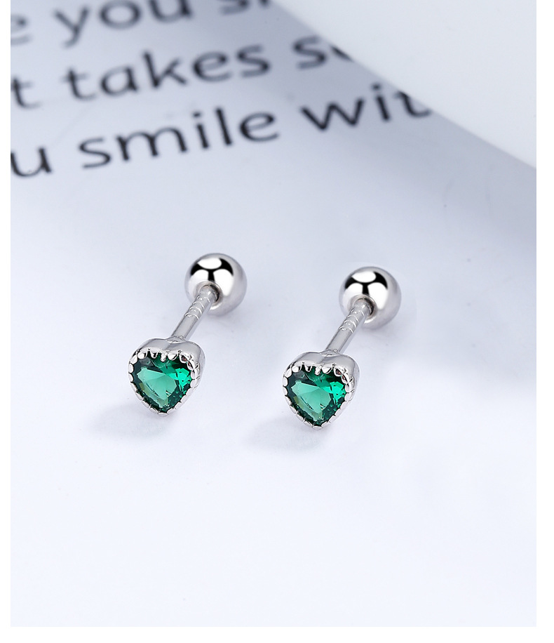 1 Pair Simple Style Heart Shape Plating Inlay Sterling Silver Zircon Ear Studs display picture 1