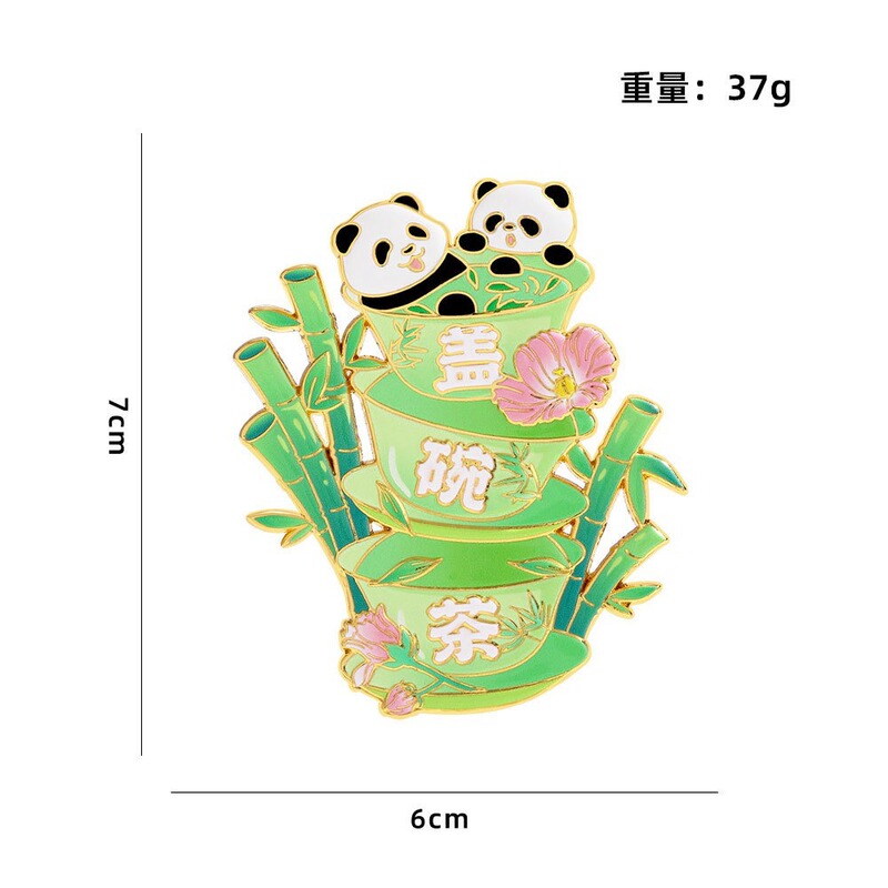 成都文创盖碗茶熊猫金属冰箱贴diy家居装饰旅游纪念品文创礼品|undefined