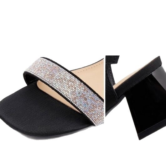 2026 verano nuevo estilo de moda sandalias de cuero suave estilo de hadas de diamante zapatos de tacones gruesos para mujeres sandalias de tacones medios franceses