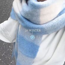 百搭围巾女冬季格子韩系加厚氛围新款保暖情侣马海毛围脖披肩