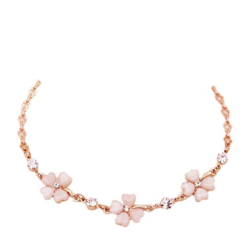 Zhenrong New Products Hot Selling Pink Diamond Four-Leaf Clover Bracelet Peach Blossom Pink Crystal Bracelet Jewelry Dropshipping