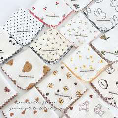 Small square scarf gauze newborn baby cotton gauze baby square scarf bib kindergarten children absorbent face wash handkerchief