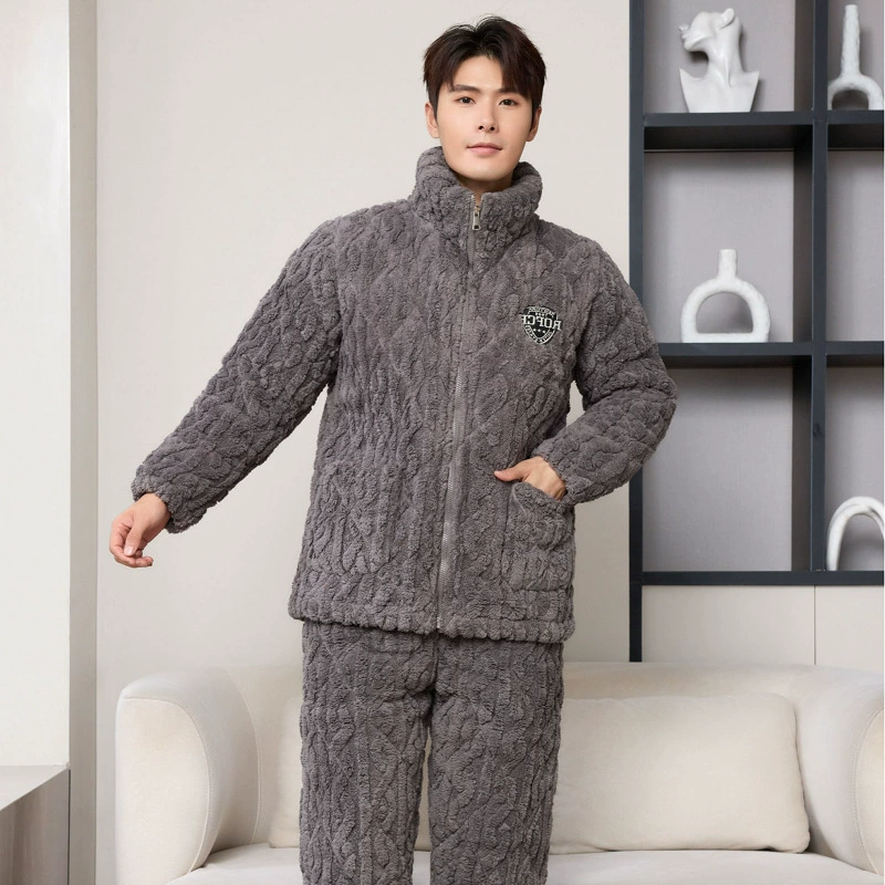 Пижама мужская зимняя утолщена, коралловый бархат