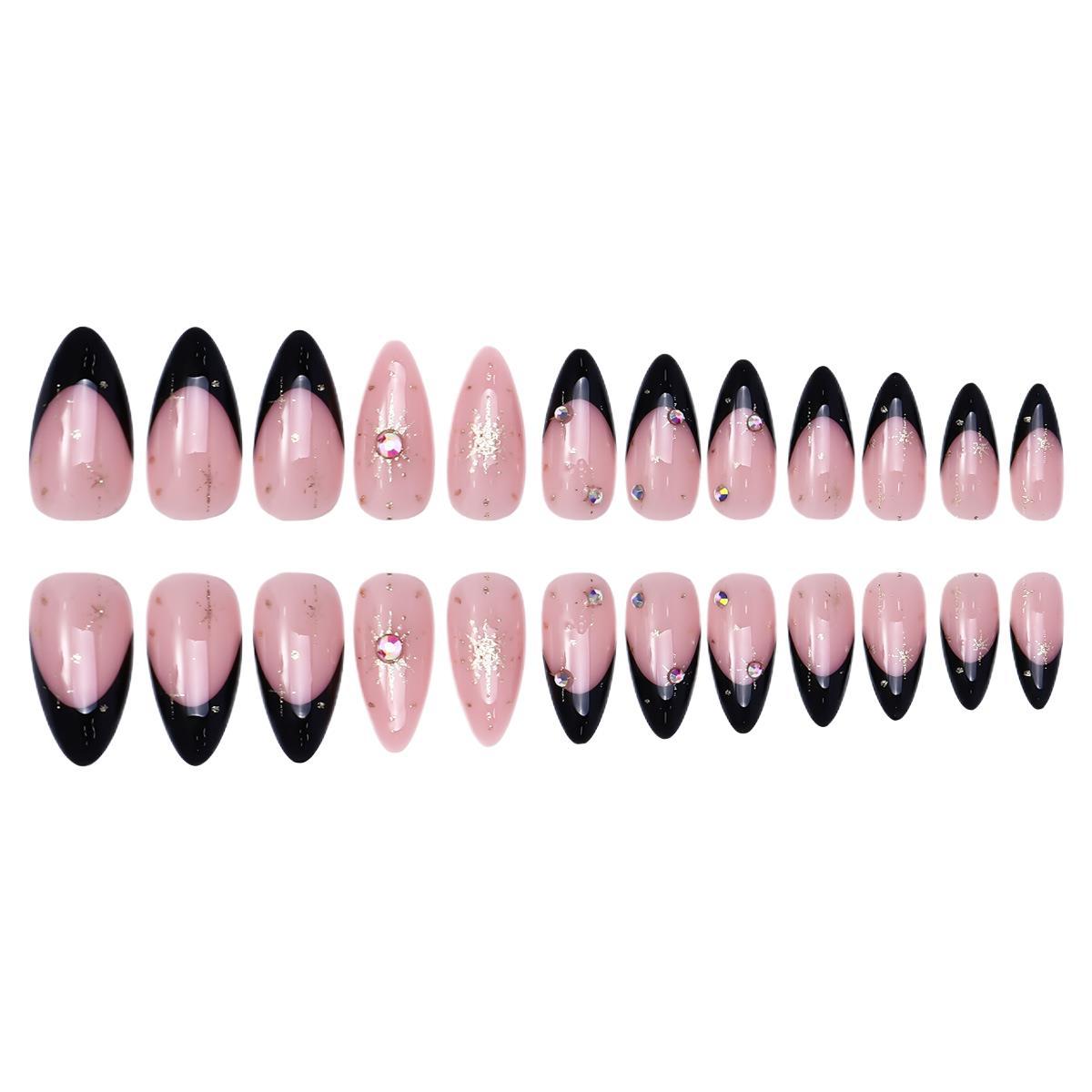 Uña de almendras de estilo francés transfronterizo Uña de punta larga forma de taladro multicolor Uña de comercio exterior Uña falsa