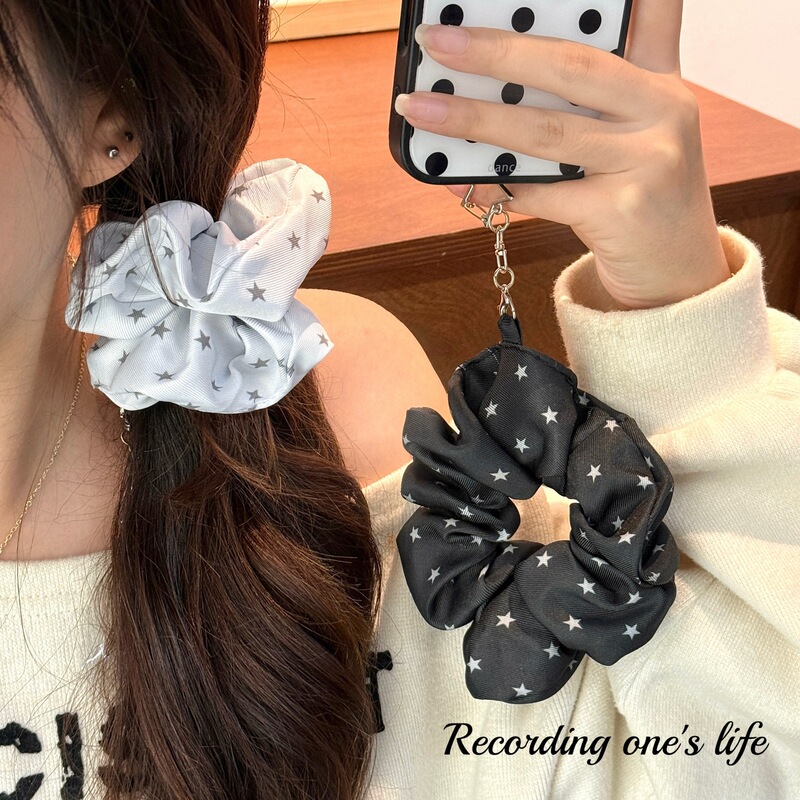 New Korean-style star-shaped scrunchie with a dual-purpose lanyard, perfect for girls, can be used as a phone charm or hair accessory, a sweet and charming accessory New Korean-style star-shaped scrunchie with a dual-purpose lanyard, perfect for girls, can be used as a phone charm or hair accessory, a sweet and charming accessory