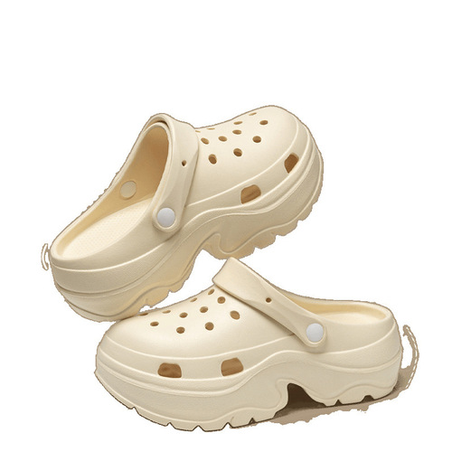 Breathable hole shoe for women, outdoor wear 2025 summer EVA with foot-melting feel, thick sole beach sandals, odor-proof, height increasing hole slippers