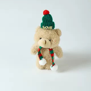 Navidad adorable peluche osos marrones horneado pastel decoración adornos con sombrero bufandas osos vestido de Nochebuena