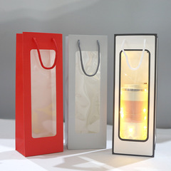 Manufacturer red wine paper bag long handbag window transparent pvc gift bag bouquet packaging bag wholesale