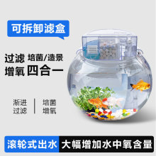 圆形鱼缸过滤器三合一净水循环系统瀑布式壁挂过滤圆缸顶部过滤