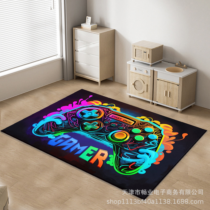 Amazon Cross-border spot consola de juegos alfombra videojuego mango alfombra de piso dormitorio de dibujos animados alfombra para niños se puede enviar