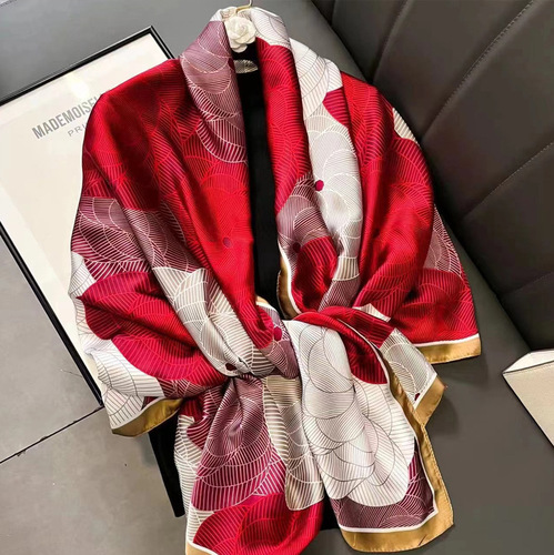 Xinli Brocade Oversized Silk Scarf Women's Spring and Autumn Versatile Long Scarf Women's Winter Dual-Purpose Mid-Autumn Festival Gift for Mom