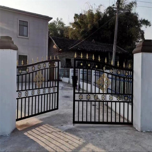自建房庭院铁艺配件大门乡村别墅家用铁门双开大铁门厂家供货-阿里巴巴