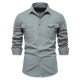 2023 autumn new European size shirt men's pure cotton casual fashion business solid color cross-border men's long sleeve shirt