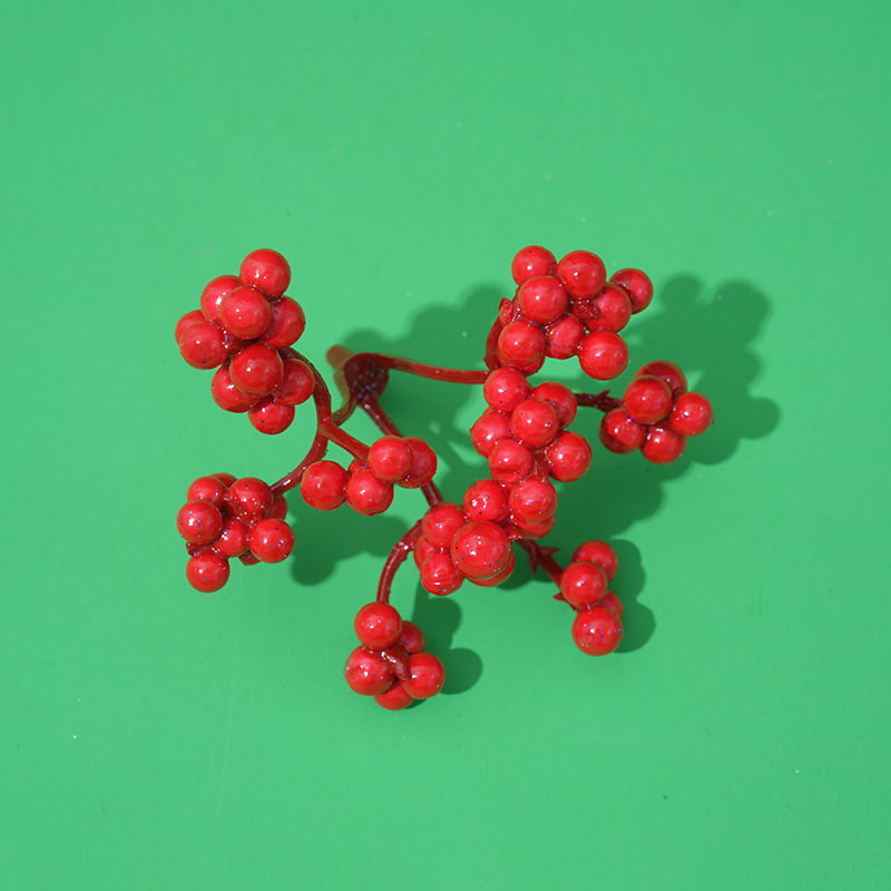 Decoraciones navideñas 2026, accesorios navideños, fruta roja dorada de 3 puntas, fruta redonda de 9 cabezas, fruta roja dorada, fruta pintada de 15 cabezas image 3