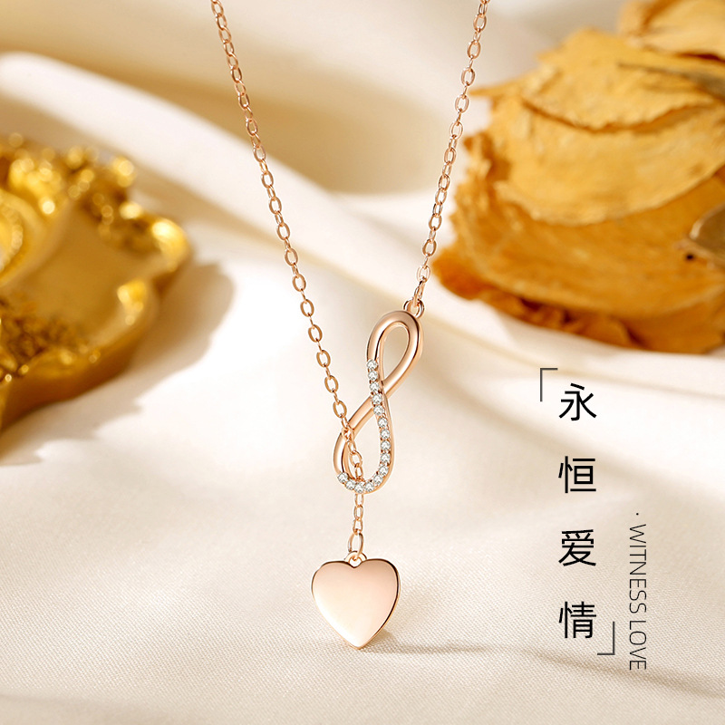 925 plata amor eterno cadena de clavícula simple y elegante collar de amor 2024 nuevo collar rojo neto femenino