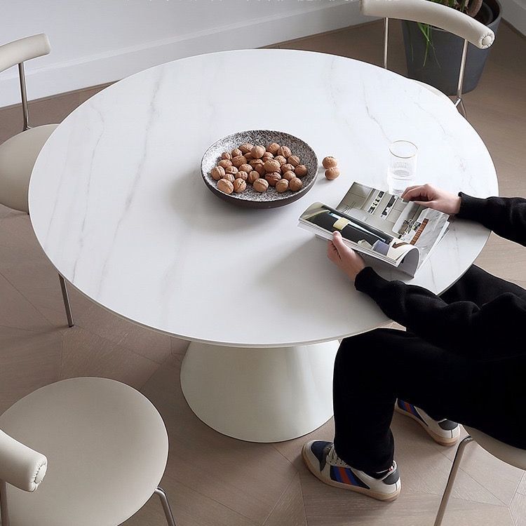 Slate Set Cream Style Dining Table and Chair Combination Household Small Apartment Popular French New Chinoiserie Round Dining Table Dining Chair