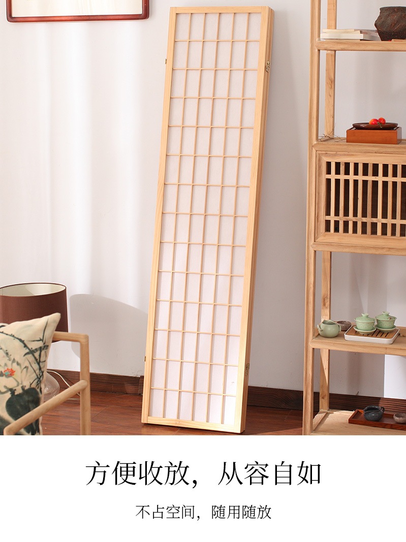 玄關隔斷茶室實木屏風樟子簡約現代格客廳摺疊背景牆移動日式屏風